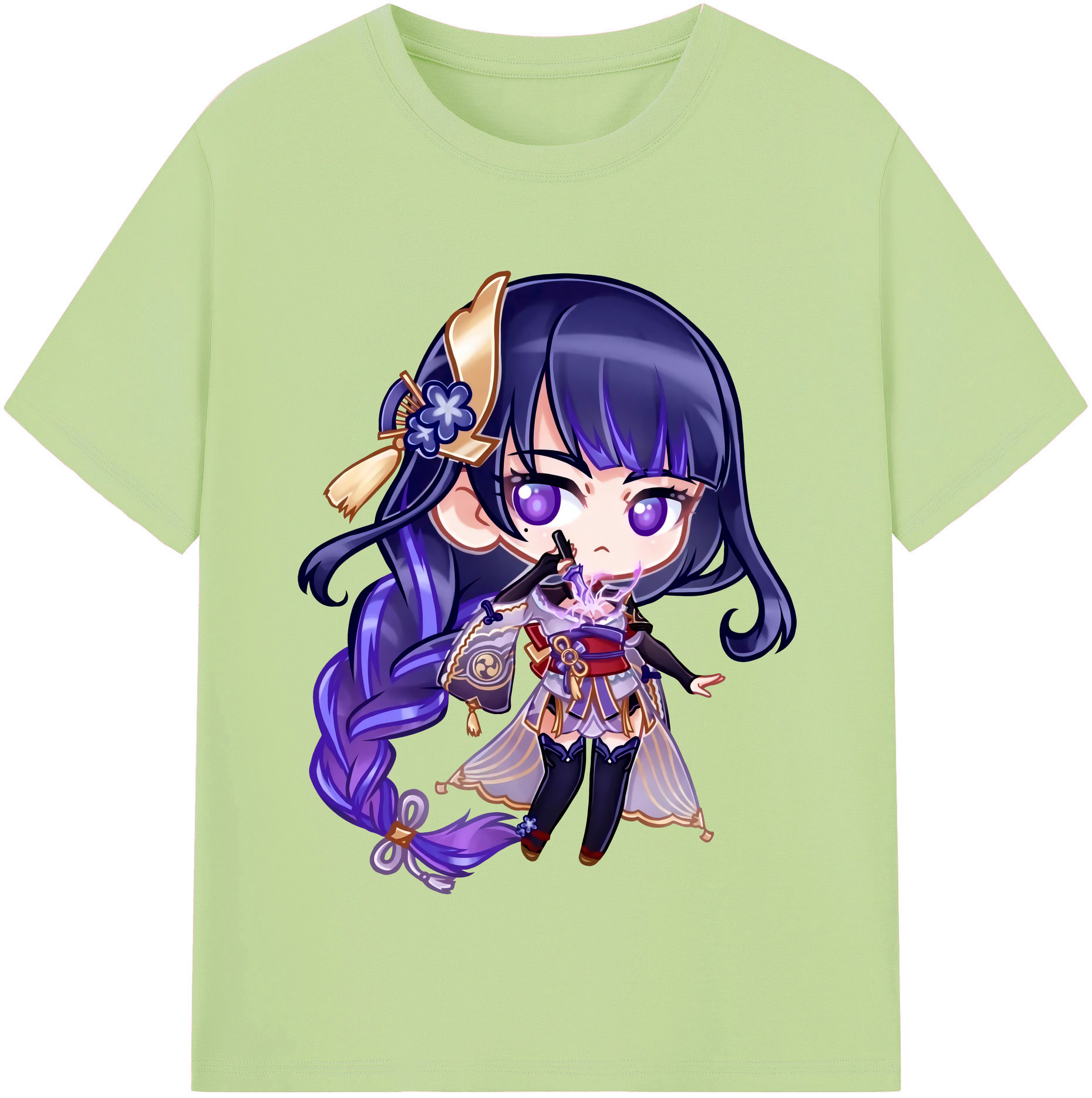 げんし神 雷電将軍 らいでんしょうぐん genshin Raiden Shogun 綿100％半袖Tシャツ（フロントプリント）